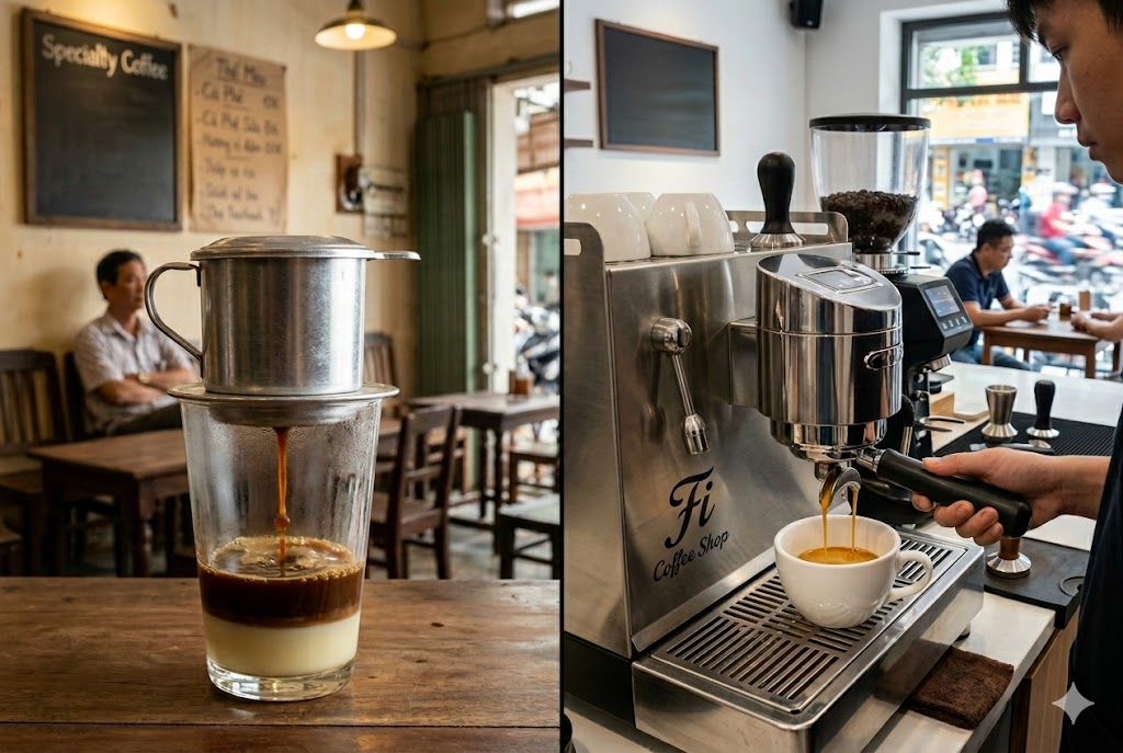 Máy pha cà phê vs. Pha phin truyền thống