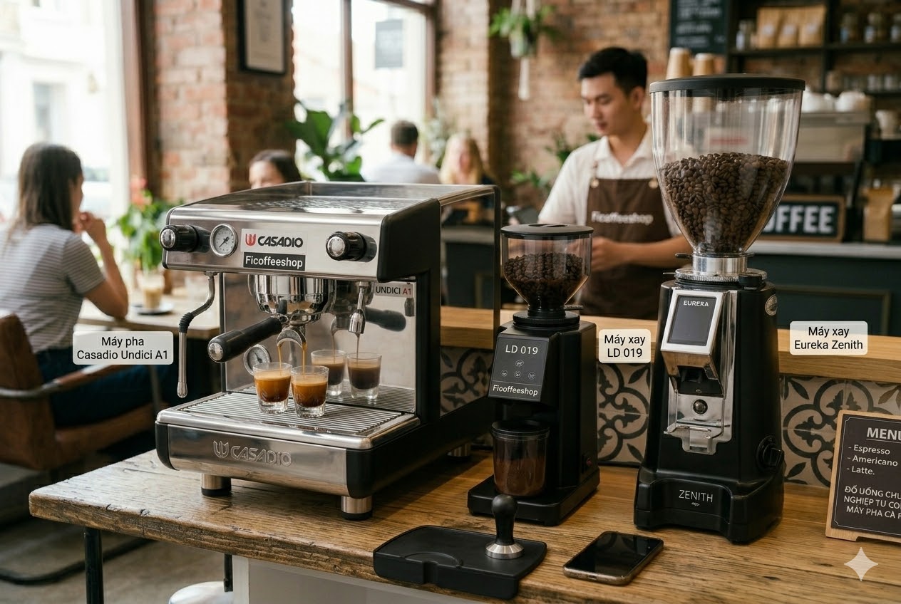Máy pha Casadio Undici A1 + Máy xay Eureka Zenith