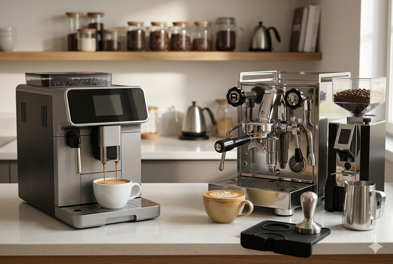 Nên mua máy pha cà phê tự động hay bán tự động?