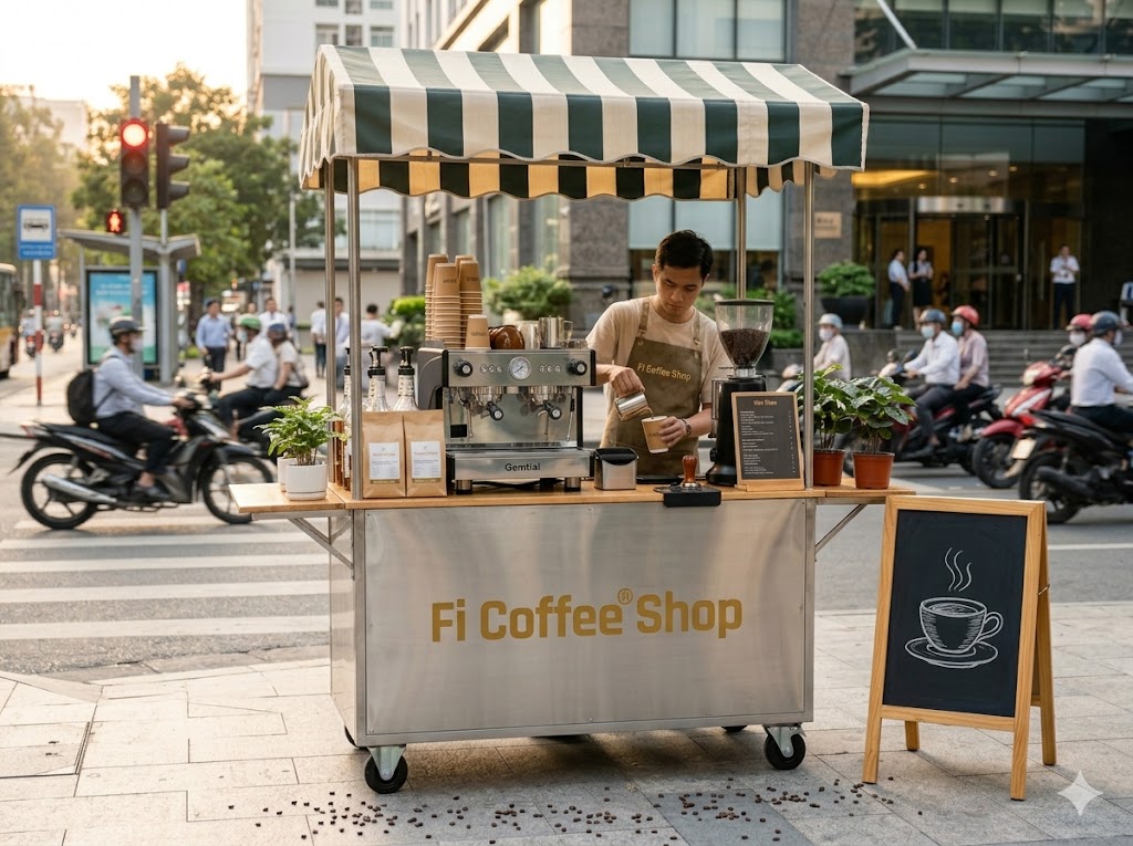 xe day ca phe pha may